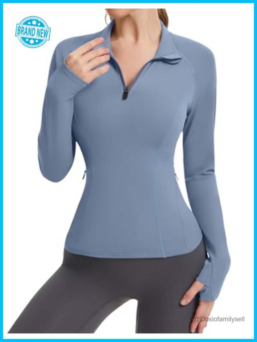 Women's Quarter Zip Pullover Long Sleeve Workout Top with Pockets